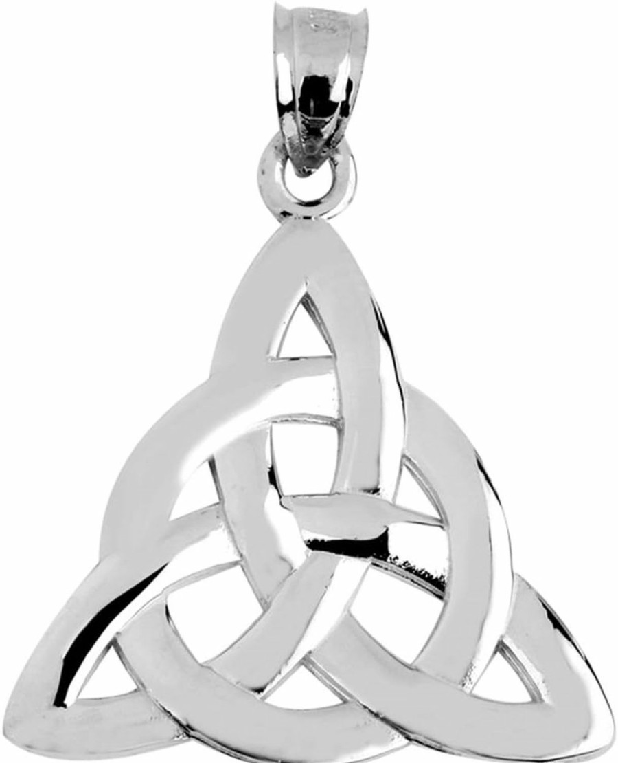 New Claddagh Gold 925 Sterling Silver Celtic Trinity Pendant