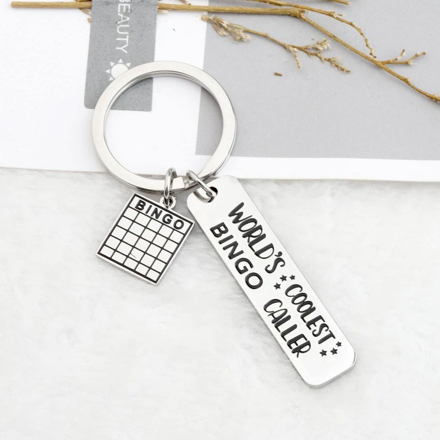 Wholesale WSNANG Wsnang Funny Bingo Player Gift World'S Coolest Bingo Caller Keychain Bingo Winner Gift Bingo Lover Gift