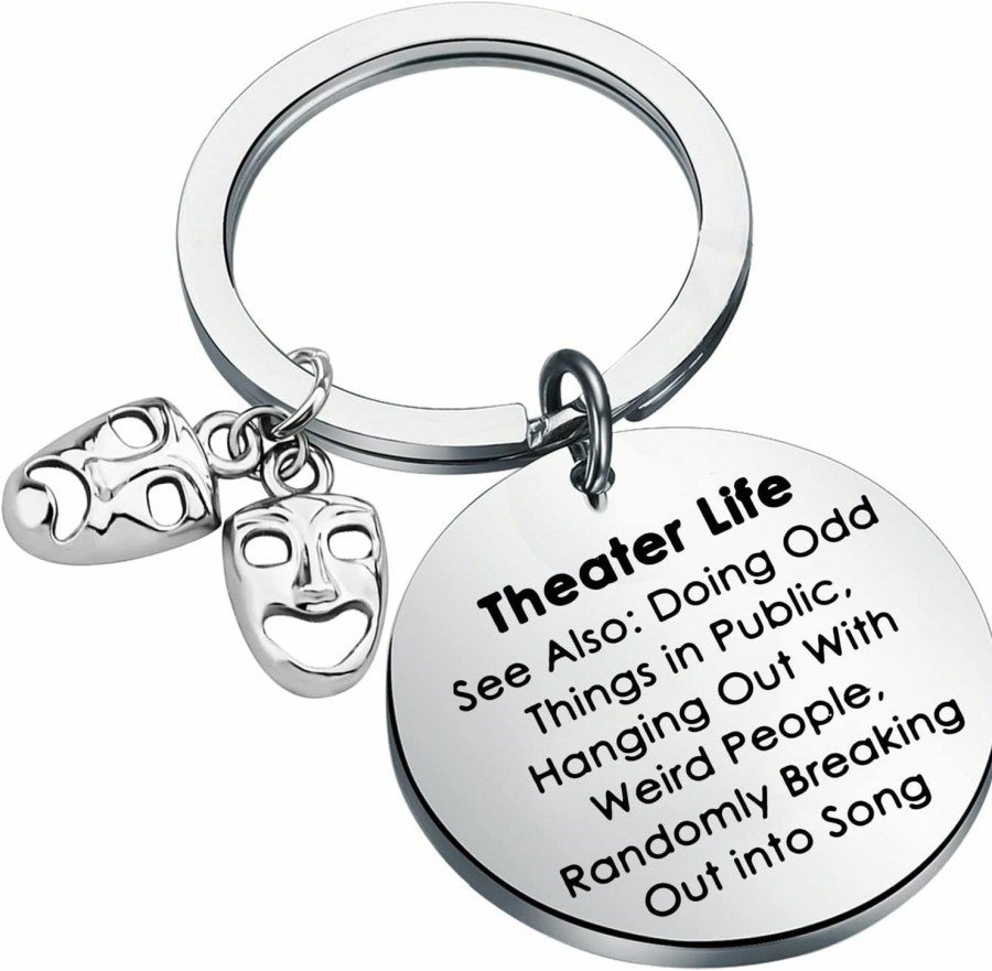 Hot WSNANG Wsnang Drama Theater Gifts Theatre Life Keychain Comedy Tragedy Mask Jewelry Broadway Musical Jewelry Drama Teacher Gift