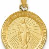 Wholesale Diamond2Deal Diamond2Deal 14K Yellow Gold Miraculous Medal Pendant Fine Jewelry For Women (L- 19 Mm W- 13 Mm)