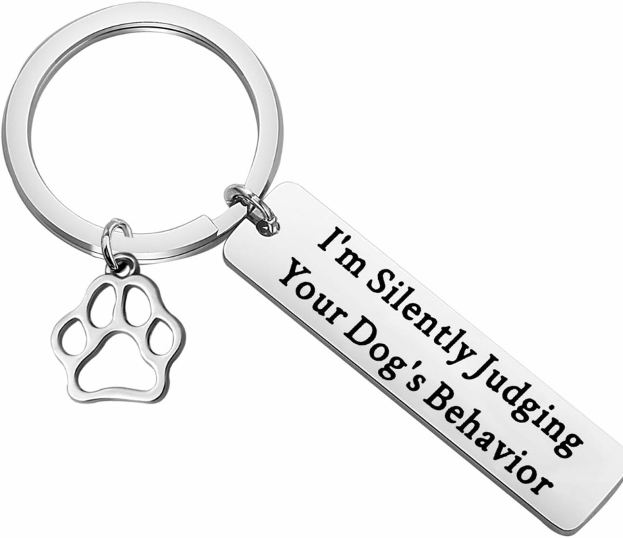 Hot OKEYCH Okeych Dog Trainer Thank You Gift I'M Silently Judging Your Dog'S Behaviour Keychain Dog Coach Jewelry Dog Coaching Gift Dog Lover Gift