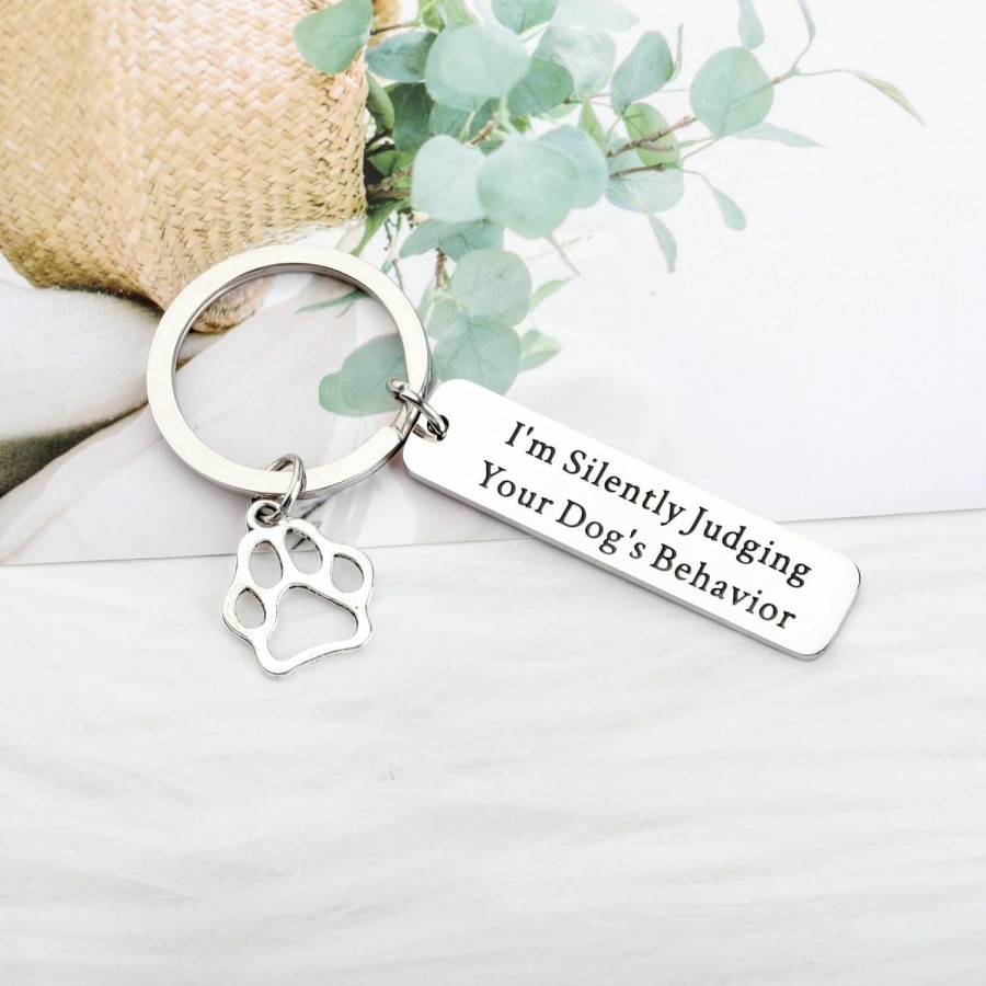 Hot OKEYCH Okeych Dog Trainer Thank You Gift I'M Silently Judging Your Dog'S Behaviour Keychain Dog Coach Jewelry Dog Coaching Gift Dog Lover Gift