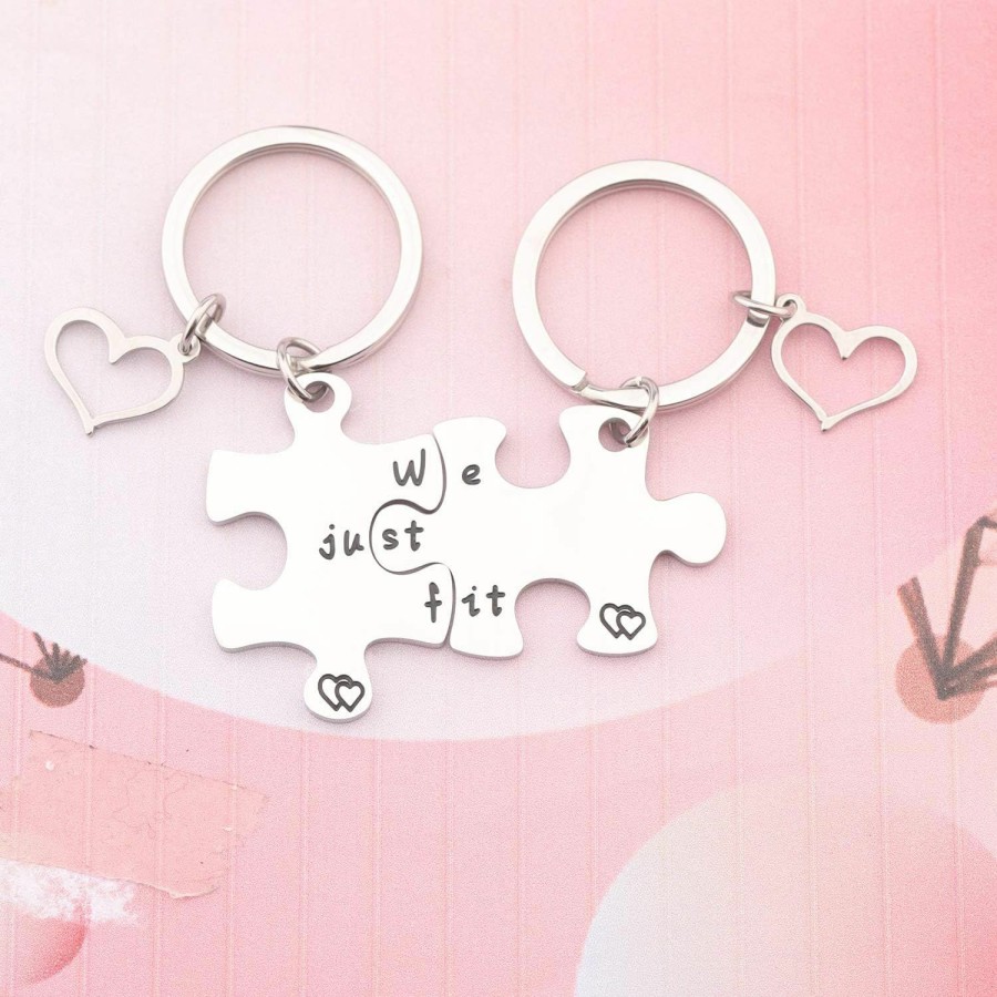 Online MYOSPARK Myospark We Just Fit Puzzle Piece Keychain Set Best Friend Keychain Couple Keychain His And Her Gift Bff Gift