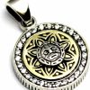 Best Generic Cosumosu 925 Sterling Silver Mexican Sun Moon Face Stone Calendar Pendant