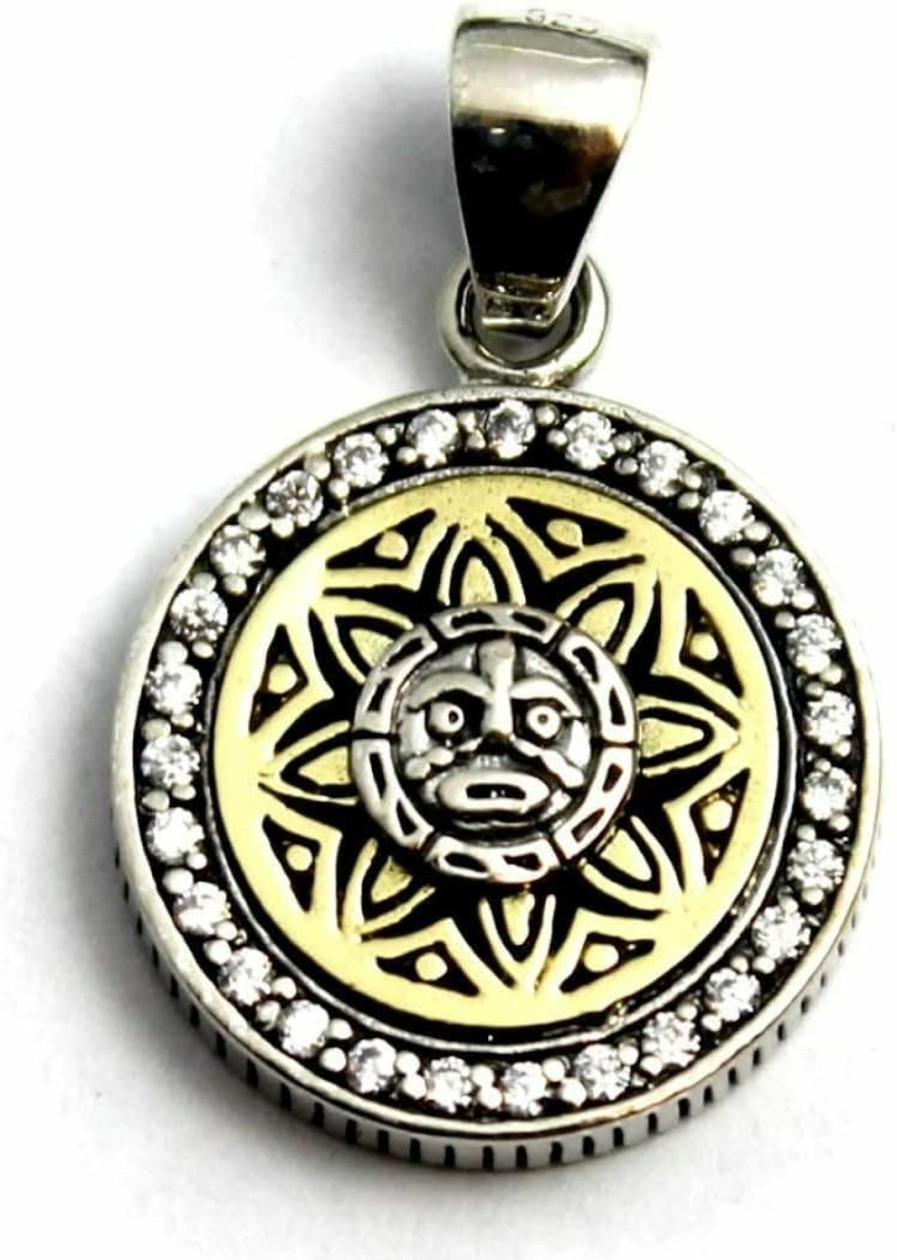 Best Generic Cosumosu 925 Sterling Silver Mexican Sun Moon Face Stone Calendar Pendant