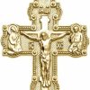 Wholesale Claddagh Gold Religious Jewelry Elegant Russian Orthodox Save And Protect Cross Pendant In 14K Yellow Gold