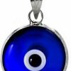 Hot MIZZE Made for Luck 925 Sterling Silver 7 Mm Round Glass Evil Eye Charm (Pendant Only) - 7 Colors To Choose For Men And Women