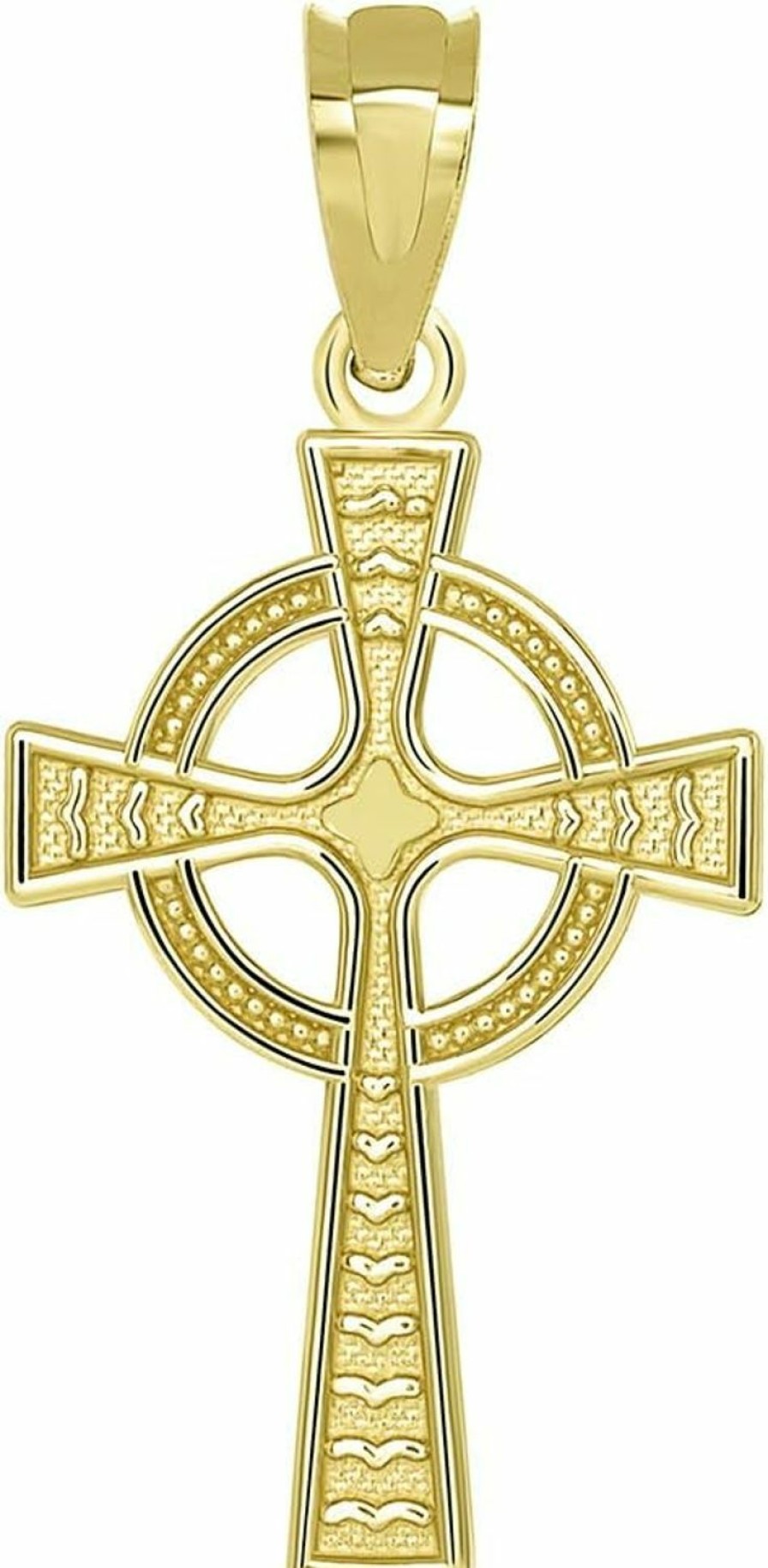 Best Jewelry America Jewelry America 14K Yellow Gold Celtic Cross With Eternity Circle Charm Pendant