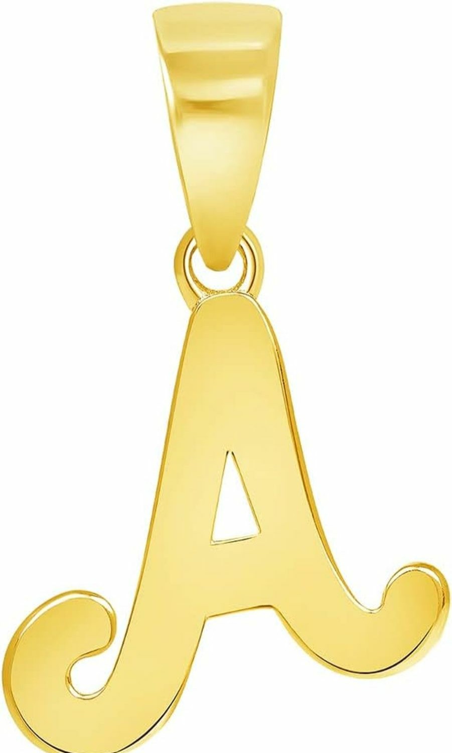 New Jewelry America Jewelry America Solid 14K Yellow Gold Mini Uppercase Initial Script Letter Charm Pendant