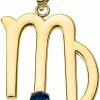 Best Claddagh Gold Astrology Jewelry Personalized 14K Yellow Gold Genuine Blue Sapphire September Birthstone Virgo Zodiac Charm Pendant