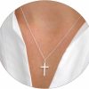 Wholesale ASCOMY Ascomy Cross Necklace For Women | 14K Gold & Silver Plated Cross Pendant Necklace Trendy Cross Pendant Chain Necklace Minimalist Daily Decoration Jewellery For Women Girls Dainty Religious Gift