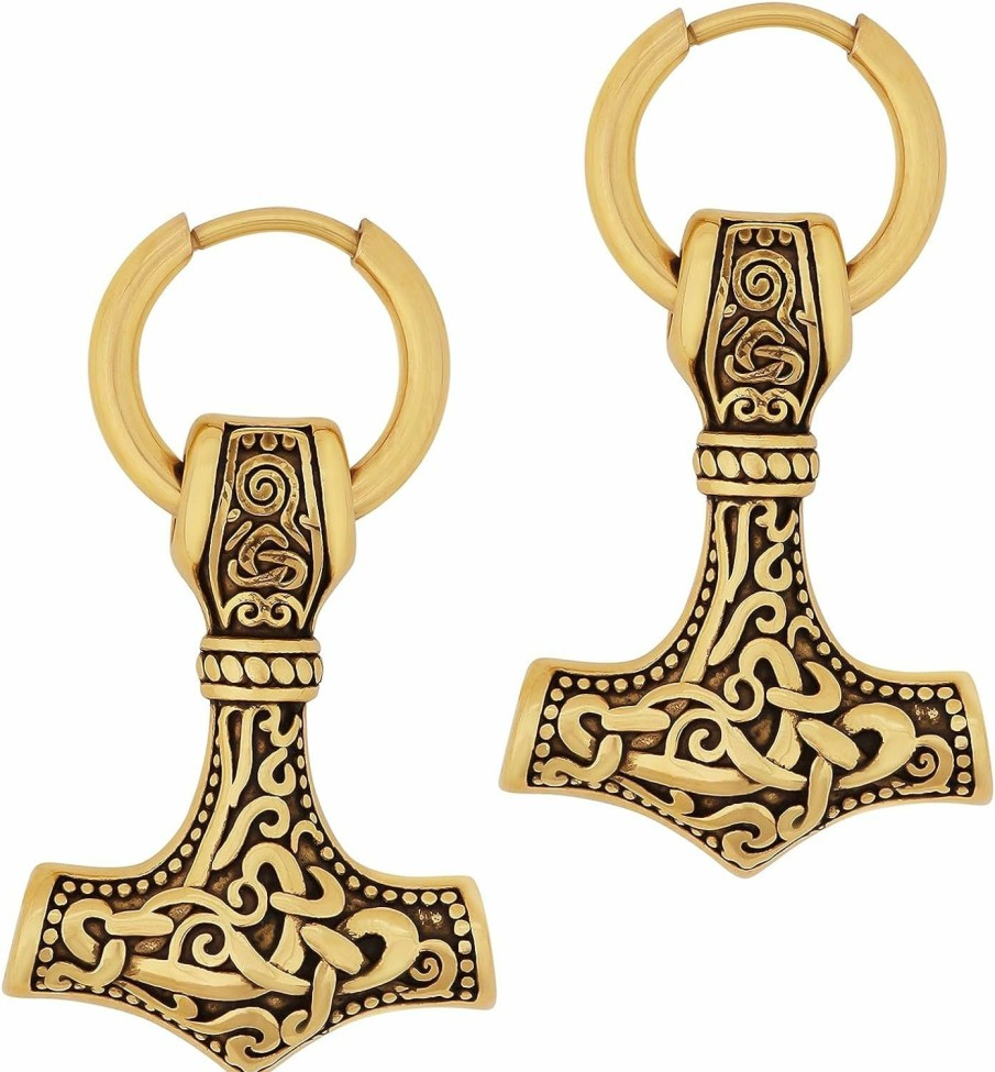 Online HAQUIL Haquil Viking Jewelry Viking Charm Amulet Wolf Axe Rune Mjolnir Pendant Drop Dangle Earrings For Men And Women