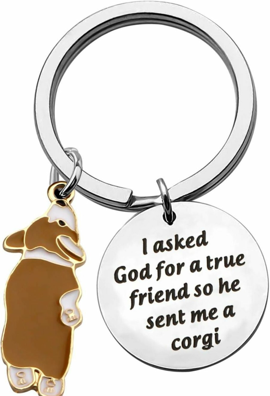 Hot AKTAP Aktap Welsh Corgi Dog Keychain Corgi Jewelry I Asked God For A True Friend So He Sent Me A Corgi Gift For Dog Lovers (Corgi Dog Keychain)