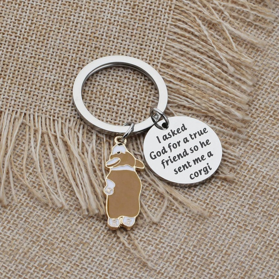 Hot AKTAP Aktap Welsh Corgi Dog Keychain Corgi Jewelry I Asked God For A True Friend So He Sent Me A Corgi Gift For Dog Lovers (Corgi Dog Keychain)