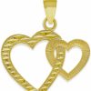 Wholesale CA CHARMAMERICA Charm America - Gold Double Heart Charm - 10 Karat Solid Gold - Heart Pendant - Heart Jewelry