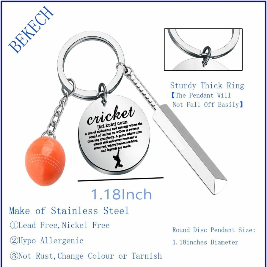 Wholesale BEKECH Bekech Cricket Charm Keychain Cricket Lover Gift Cricket Sport Jewelry Cricket Gift For Cricket Players