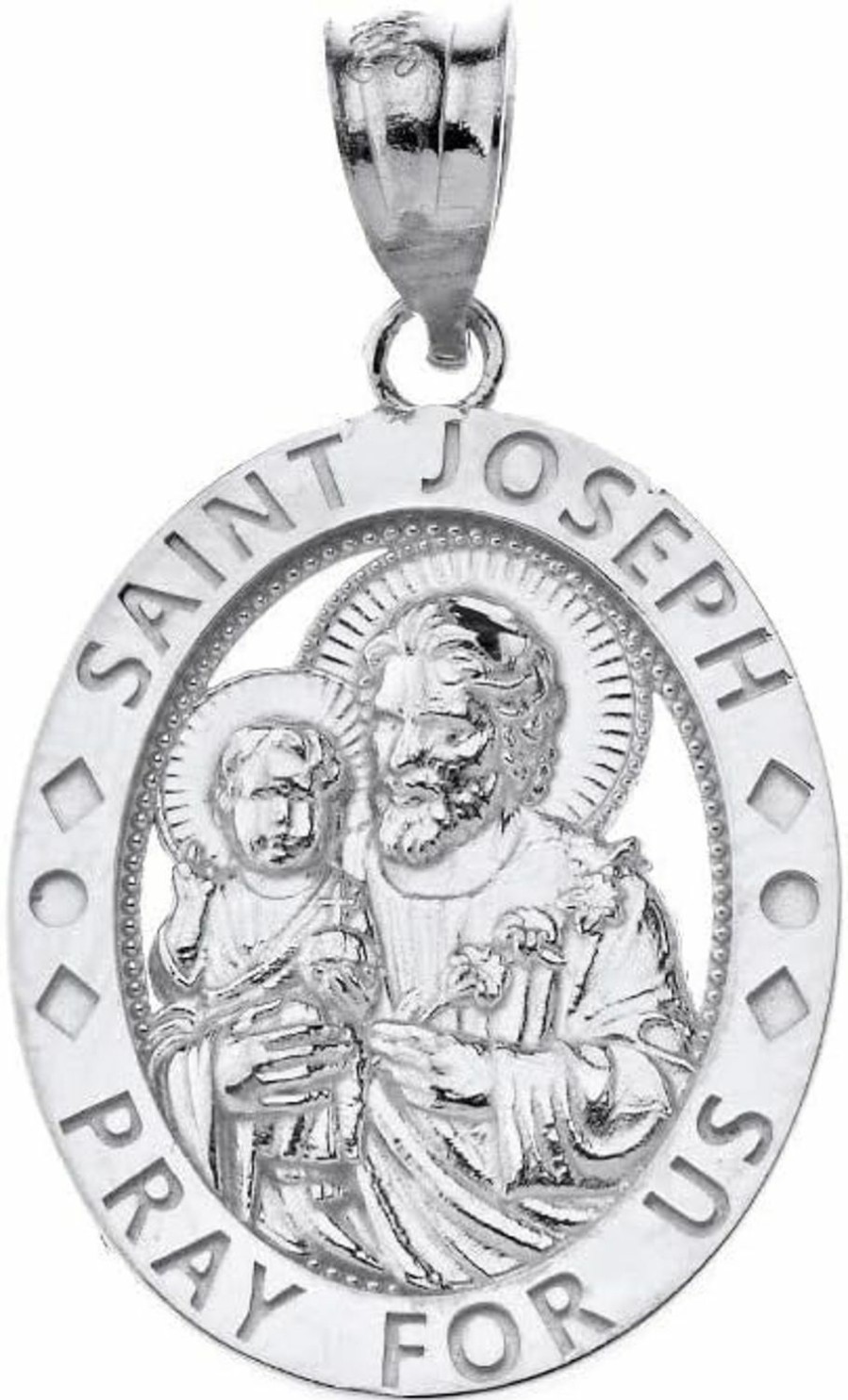 Clearance CaliRoseJewelry 14K Gold Saint Joseph Pray For Us Oval Charm Pendant