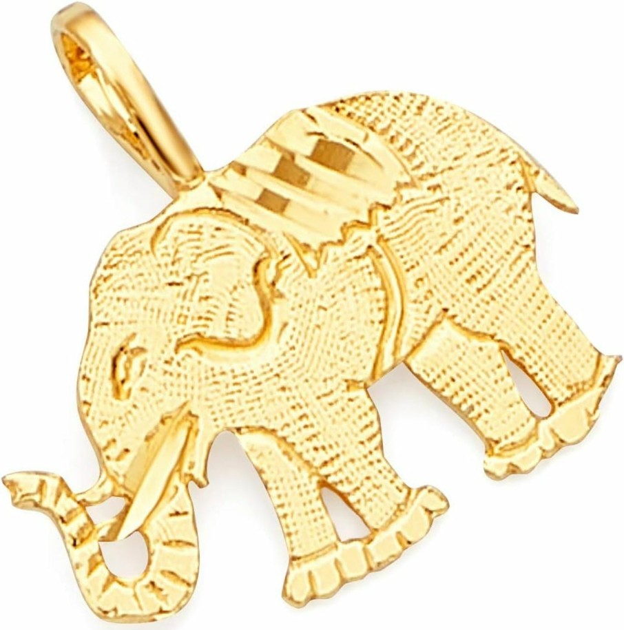 Hot The World Jewelry Center 14K Real Yellow Gold Elephant Charm Pendant