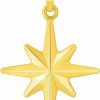 Hot Jewelry America 14K Yellow Gold 3D 8 Pointed North Star Pendant