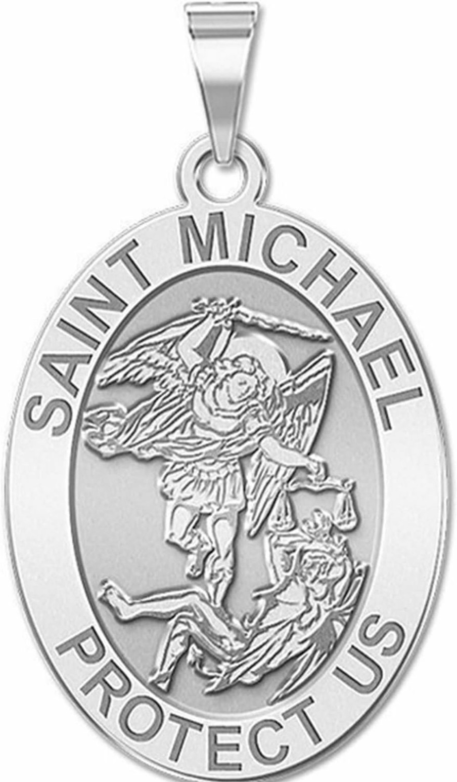 Online PicturesOnGold.com Picturesongold.Com Saint Michael Oval Religious Medal - 2/3 X 3/4 Inch Size Of Nickel, Sterling Silver