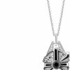 Hot Jewelili Jewelili Star Wars Fine Jewelry Millennium Falcon Pendant With 1/20 Ct.Tw. Diamonds, Black Onyx In Sterling Silver