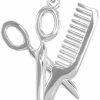 New Claddagh Gold Fine 925 Sterling Silver High Polish Hair Stylist Scissors And Comb Charm Pendant