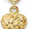 Best Auriga Fine Jewelry Auriga Fine Jewelry 14K Yellow Gold Diamond-Cut Heart W/Spring Ring Clasp Charm And Pendant For Women (L- 0.56 Inch, W- 0.32 Inch)