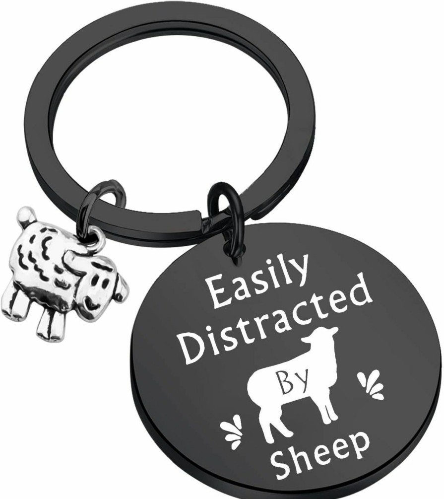 Clearance WSNANG Wsnang Sheep Lover Gift Easily Distracted By Sheep Keychain Sheep Jewelry Gift For Sheep Farmer Sheep Herder Sheep Owner