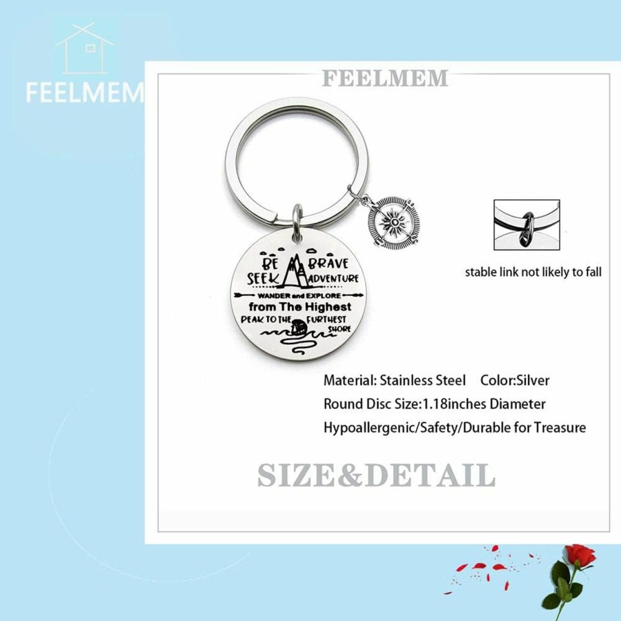 Online FEELMEM Feelmem Adventurist Gifts Be Brave Seek Adventure Keychain Mountains Gift For Wanderlust/Backpacker