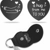 Hot Lasimfa Lasimfa A Hug From Me To You Black Stainless Steel Double-Sided Heart Shaped Token With Leather Bag Long Distance Relationship Keepsake Gift For Family Friends Daughter Son