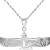 Wholesale Claddagh Gold Claddagh Gold Solid .925 Sterling Silver Winged Egyptian Goddess Isis Pendant Necklace - Choice Of Pendant Only Or Chain Length