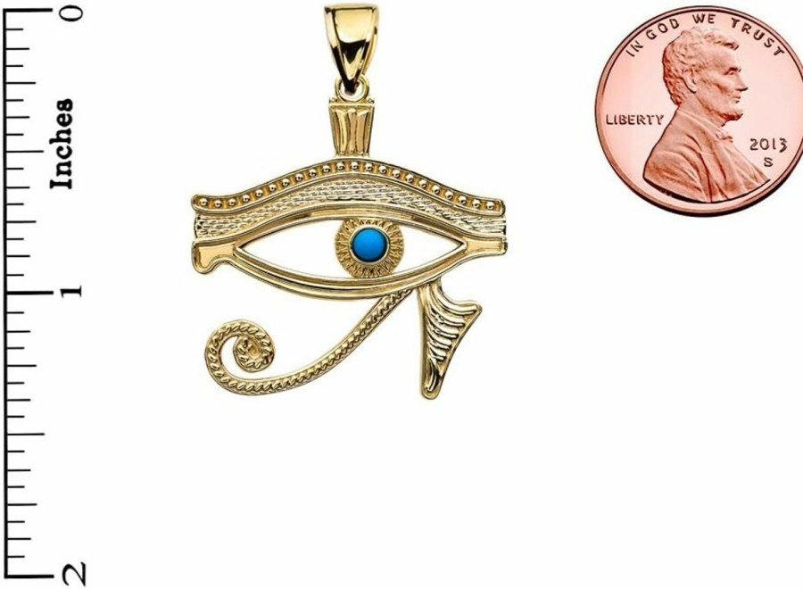 Wholesale Claddagh Gold 10K Yellow Gold Egyptian Blue Eye Of Horus Pendant