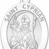 Online PicturesOnGold.com Picturesongold.Com Saint Cyprian Oval Religious Medal - In Sterling Silver And 10K Or 14K Gold