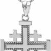 Clearance Masonic Jewelry (Freemason) Masonic Jewelry (Freemason) .925 Sterling Silver Heraldic Jerusalem Cross Crucifix Cross And Crosslets Five Fold Crusader Pendant Necklace - Choice Of Pendant Only Or Necklace Chain Length