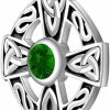 Hot US Jewels Us Jewels Small 925 Sterling Silver Simulated Emerald May Birthstone Celtic Knot Cross Pendant, 23Mm