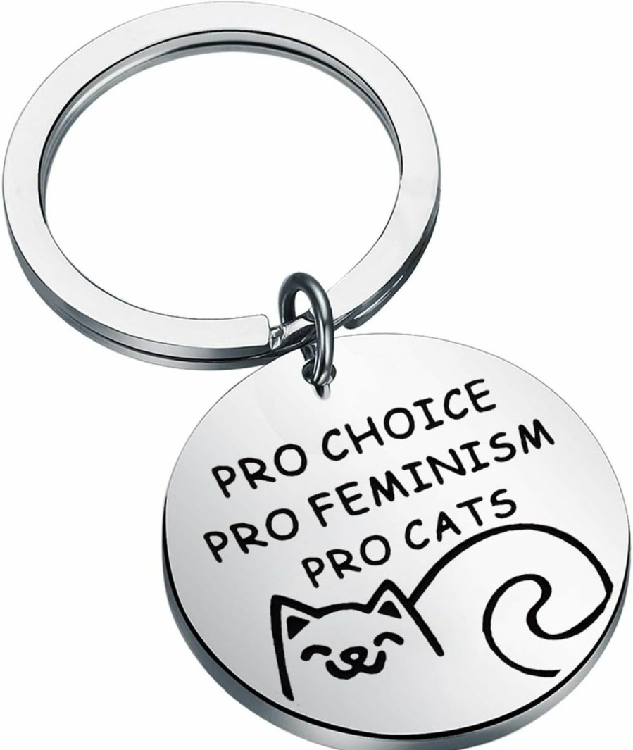 Clearance bobauna Bobauna Pro Choice Pro Feminism Pro Cats Feminist Keychain Empowering Positive Jewelry Gift For Women Girls