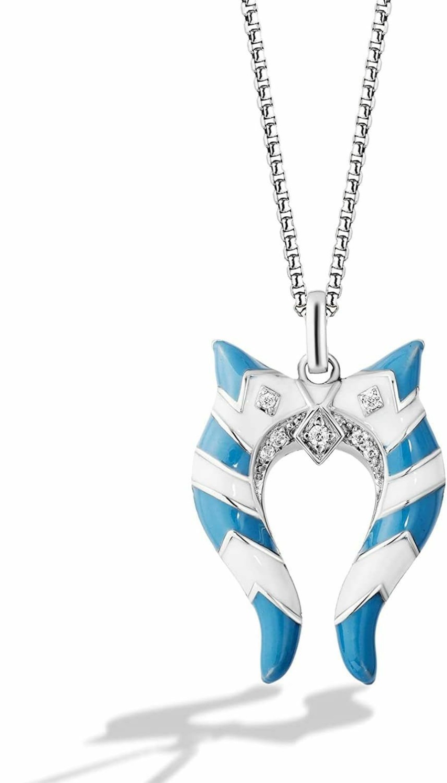 Wholesale Jewelili Jewelili Star Wars Fine Jewelry Ahsoka Tano Sterling Silver With White And Blue Enamel Pendant With Accent Diamond