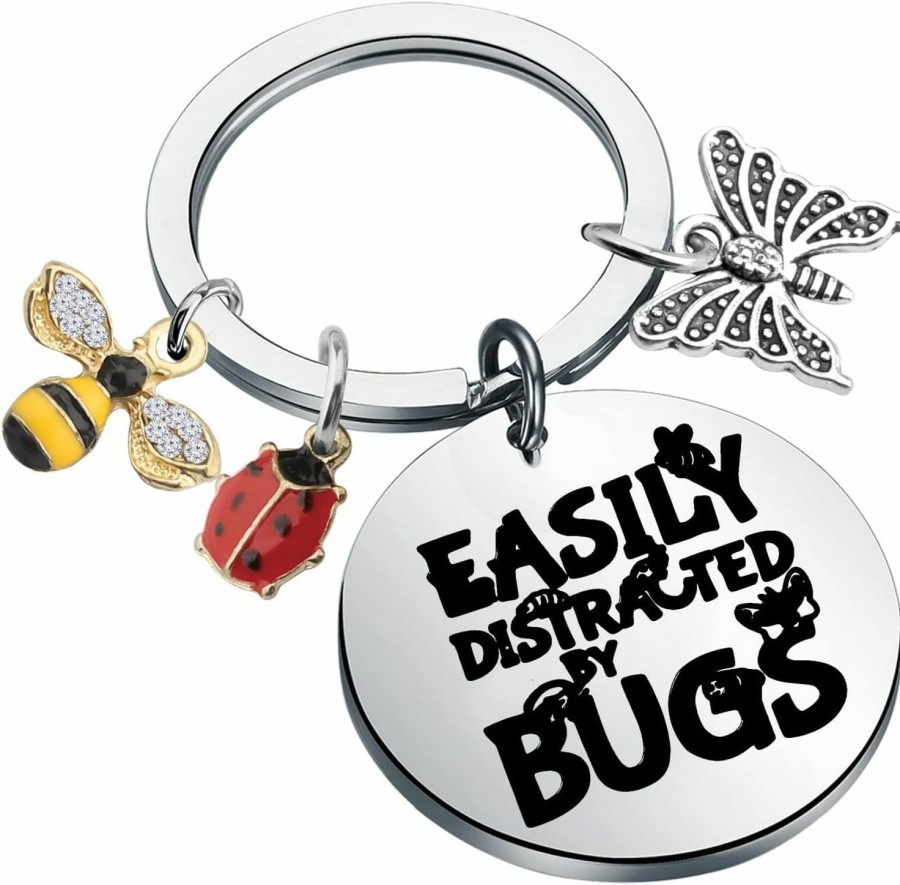 New KUIYAI Kuiyai Entomology Gift Future Entomologist Gift Insect Collector Gift Easily Distracted By Bugs Keychain For Nature Lovers