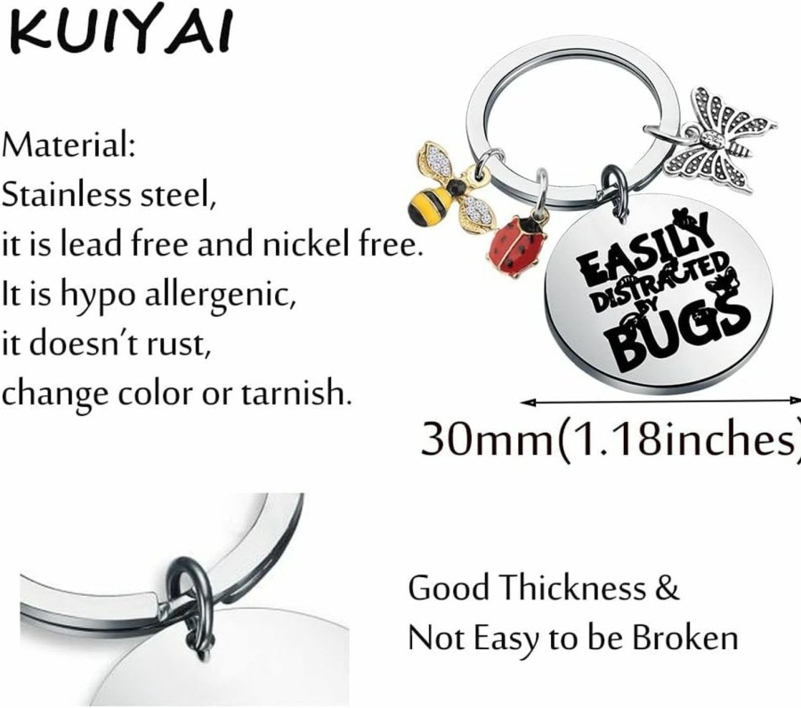 New KUIYAI Kuiyai Entomology Gift Future Entomologist Gift Insect Collector Gift Easily Distracted By Bugs Keychain For Nature Lovers