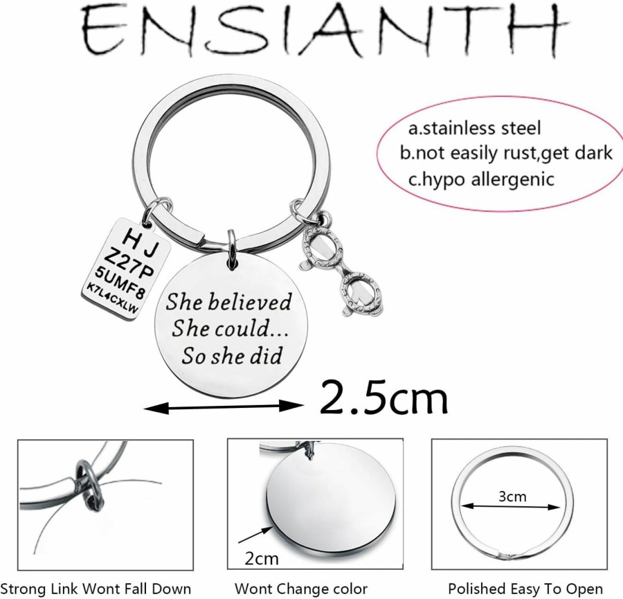 Wholesale ENSIANTH Ensianth Optometrist Gift She Believed She Could So She Did Keychain Eye Doctor Gift Optometrist Graduation Jewelry