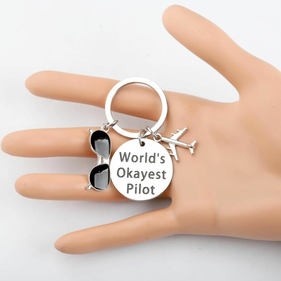 Best LQRI Lqri Pilot Aviation Keychain World'S Okayest Pilot Keychain Future Pilot Gift Pilot Drive Safe Gift