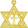 New Jewish Jewelry by FDJ 10K And 14K Yellow Or Rose Gold Jewish Charm Star Cross Of David Pendant - Choice Of Metal Color