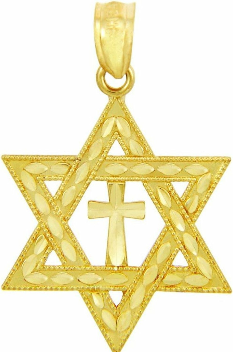 New Jewish Jewelry by FDJ 10K And 14K Yellow Or Rose Gold Jewish Charm Star Cross Of David Pendant - Choice Of Metal Color