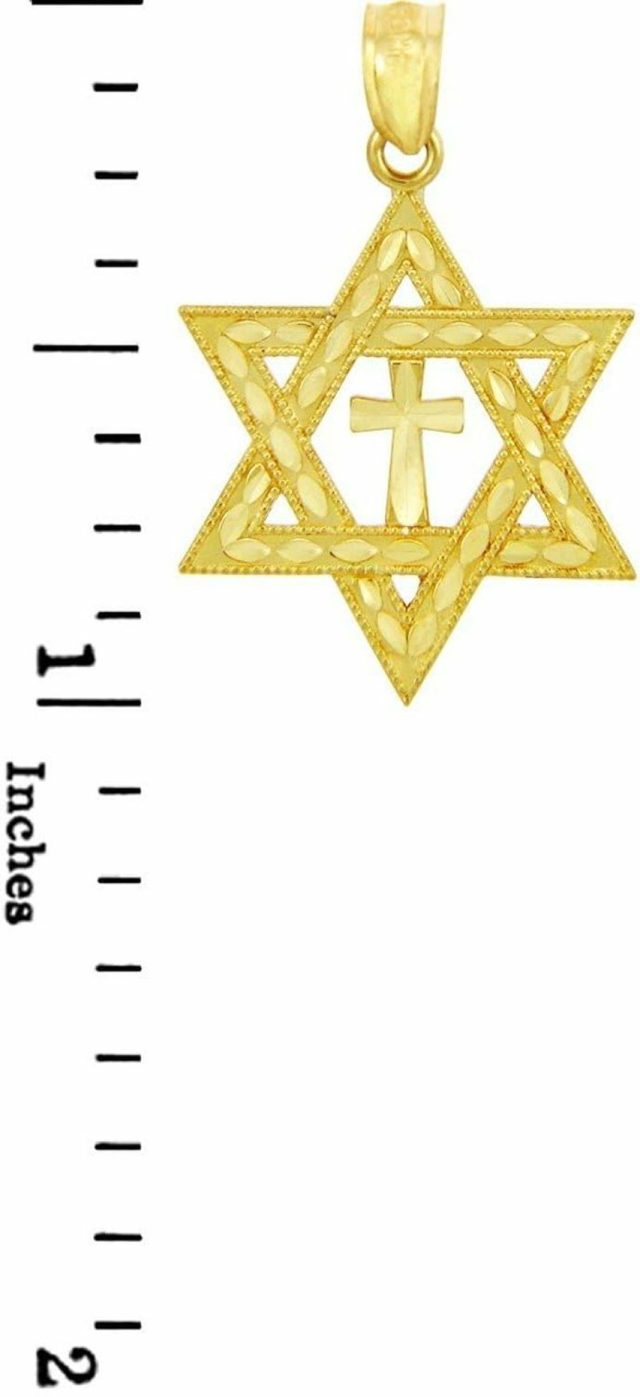 New Jewish Jewelry by FDJ 10K And 14K Yellow Or Rose Gold Jewish Charm Star Cross Of David Pendant - Choice Of Metal Color