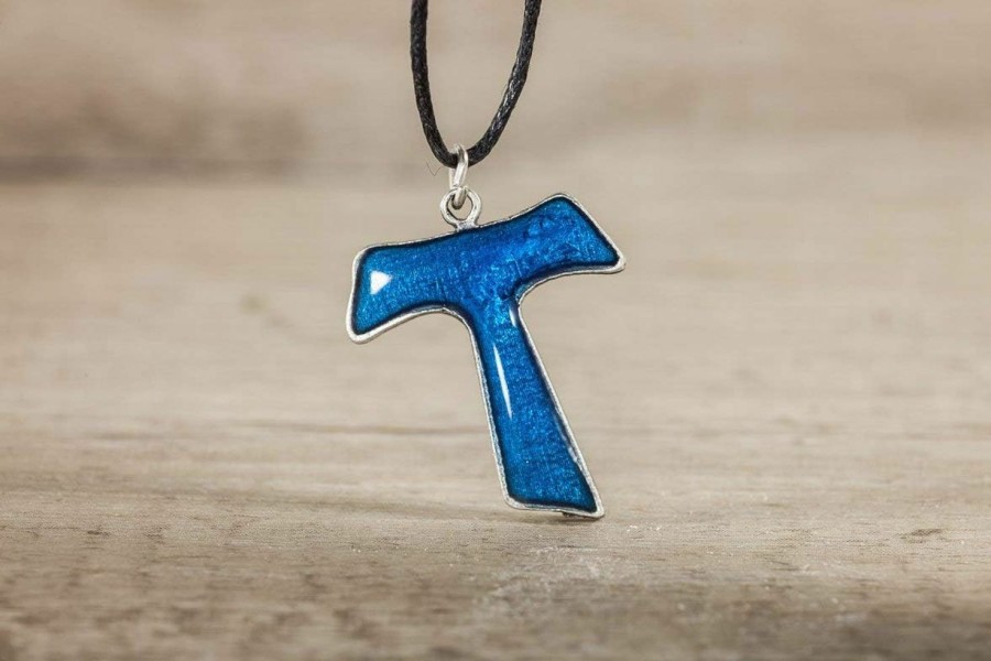 Wholesale Eurofusioni Eurofusioni Silver Plated Pendant Blue Tau Cross