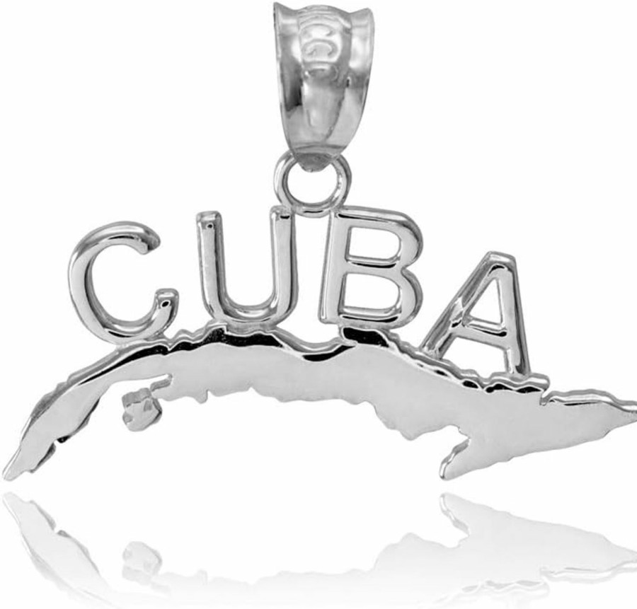 Online Claddagh Gold High Polish 925 Sterling Silver Cuba Charm Pendant