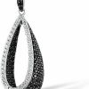 Wholesale Santuzza Santuzza 925 Sterling Silver Teardrop Pendant Black Spinel Cubic Zirconia Black & White Pendants For Women