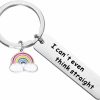 Hot Zuo Bao Zuo Bao Gay Pride Gift Lgbt Jewelry Funny Gay Keychain I Can'T Even Think Straight Keychain With Rainbow Charm Lesbian Gift