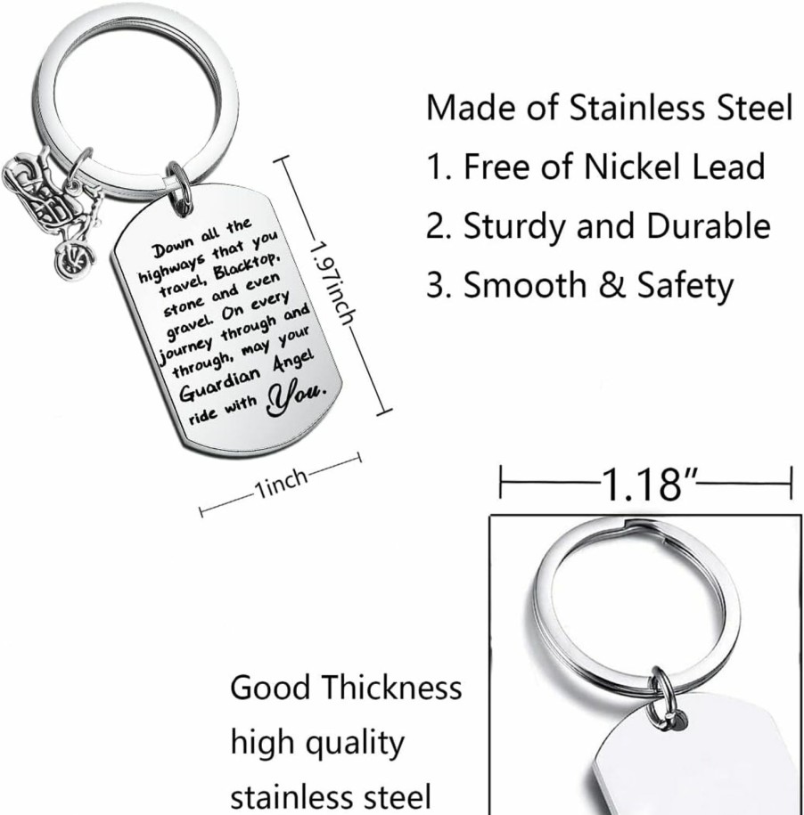 Best FUSTMW Fustmw Biker Keychain Motorcycle Gift Ride Safe Keychain May Your Guardian Angel Ride With You New Driver Gift For Biker