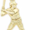 New CA CHARMAMERICA Charm America - Gold Baseball Player/Batter Charm - 10 Karat Solid Gold